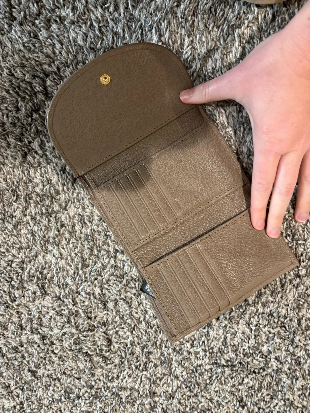 See By Chloe Taupe Leather Ring-Accent Card Holder